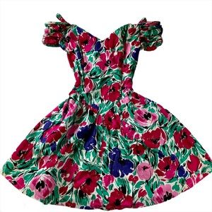 1980s Miss Oops Floral Off-the-Shoulder Dress